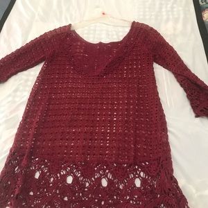 Umgee Lace Dress Deep Dark Red size small
